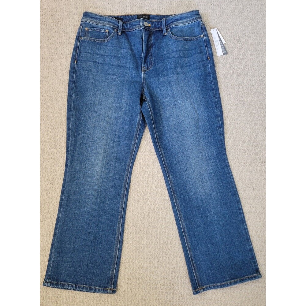 Talbots Demi Boot Crop Jeans Womens Blue Size 10 High Waist NEW